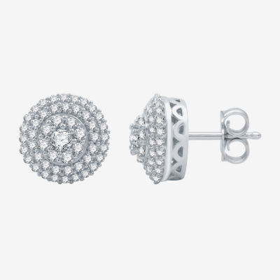 3/4 CT. T.W. Natural White Diamond Sterling Silver 10.1mm Round Stud Earrings