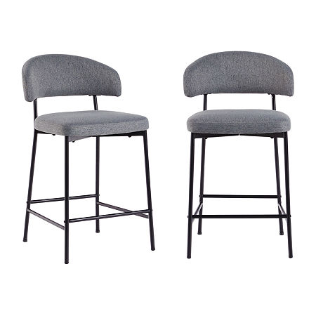 2-pc. Modern Curved Back Counter Stool, One Size, Black