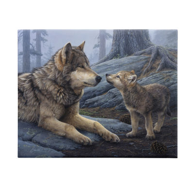 Stupell Industries Wolf & Cub Woodland Forest Canvas Art