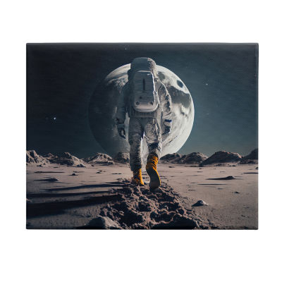 Stupell Industries Man On Moon Outer Space Astronaut Canvas Art