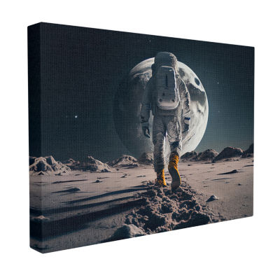 Stupell Industries Man On Moon Outer Space Astronaut Canvas Art