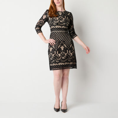 Danny & Nicole 3/4 Sleeve Floral Lace Fit + Flare Dress