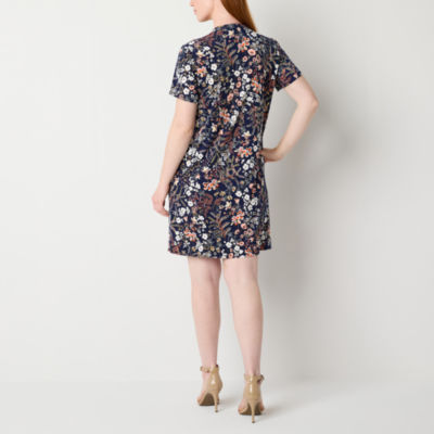 R & K Originals Short Sleeve Puff Print Shift Dress