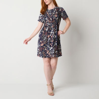 R & K Originals Short Sleeve Puff Print Shift Dress