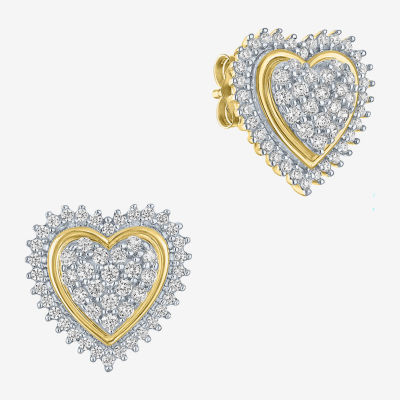 (I1-I2/G-H) 1/2 CT. T.W. Lab Grown White Diamond 10K Gold Heart Stud Earrings