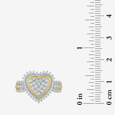 (I1-I2/G-H) Womens 1/2 CT. T.W. Lab Grown White Diamond 10K Gold Heart Cluster Cocktail Ring