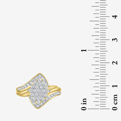 I1-I2/ G-H) Womens 1/2 CT. T.W. Lab Grown White Diamond 10K Gold Marquise Cluster Cocktail Ring