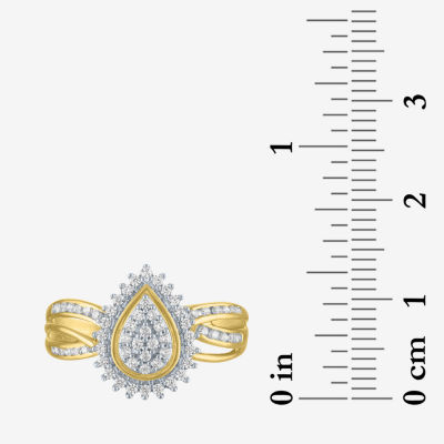 (I1-I2/G-H) Womens 1/3 CT. T.W. Lab Grown White Diamond 10K Gold Pear Cocktail Ring