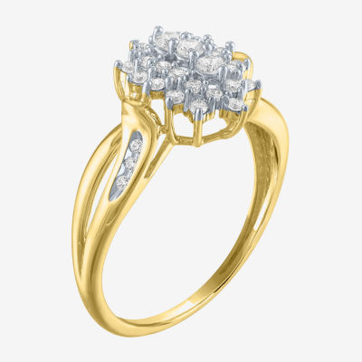 (I1-I2/G-H) Womens 1/3 CT. T.W. Lab Grown White Diamond 10K Gold Marquise Cocktail Ring