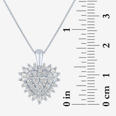 I1-I2/G-H) Womens 1/2 CT. T.W. Lab Grown White Diamond 10K White Gold Heart Pendant Necklace