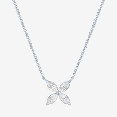 Diamond Addiction (G-H / Si2-I1) Womens 1/3 CT. T.W. Lab Grown White Diamond 10K White Gold Flower 16 Inch Pendant Necklace