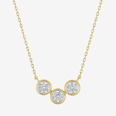 (G-H / Si2-I1) Womens 1 CT. T.W. Lab Grown White Diamond 10K Gold Round Pendant Necklace