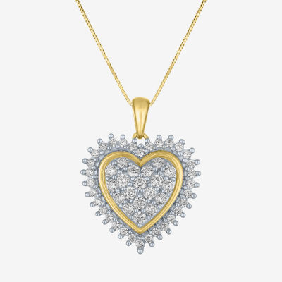 G-H / Si2-I1) Womens 1/ CT. T.W. Lab Grown White Diamond 10K White Gold Heart Pendant Necklace