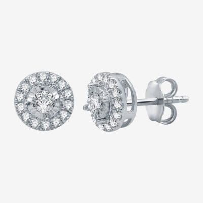 1/2 CT. T.W. Natural White Diamond 10K White Gold 8.1mm Round Stud Earrings