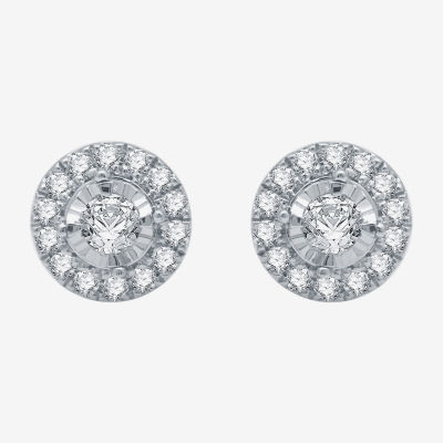 1/2 CT. T.W. Natural White Diamond 10K White Gold 8.1mm Round Stud Earrings