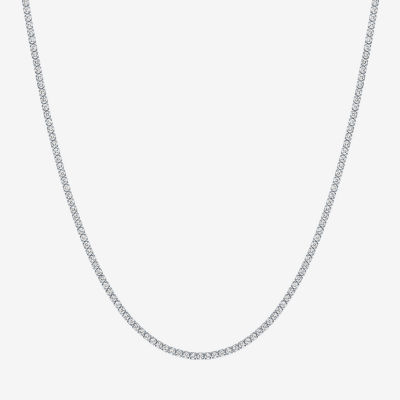 Yes, Please! Womens Lab Created White Sapphire Sterling Silver Tennis Necklaces