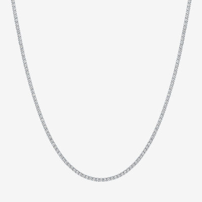 Yes Womens White Sapphire Sterling Silver 14 Inch Tennis Necklace