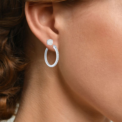 Yes, Please! Lab Created White Sapphire Sterling Silver 2 Pair Earring Set