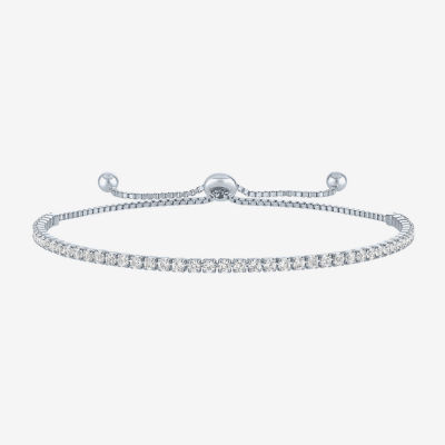 Yes, Please! Womens Lab Created White Sapphire Sterling Silver Bolo Bracelet