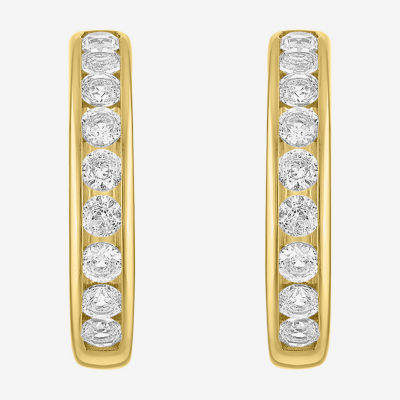 Yes, Please! C-Hoop Lab Created White Sapphire 14K Gold Over Silver 20mm Hoop Earrings