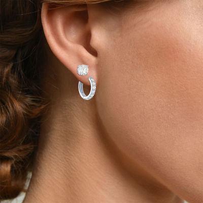 Yes, Please! Lab Created White Sapphire Sterling Silver 2 Pair Earring Set