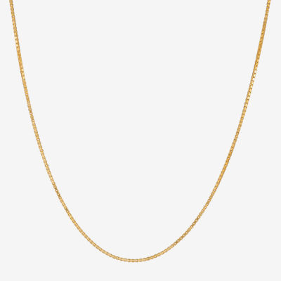 Made in Italy 24K Gold Over Silver 18 Inch Solid Box Chain Necklace