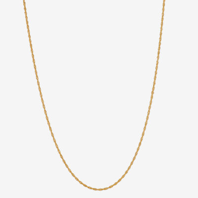 Made in Italy 24K Gold Over Silver Inch Solid Singapore Chain Necklace