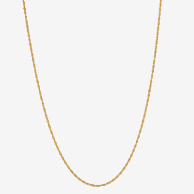 Made in Italy 24K Gold Over Silver 24 Inch Solid Singapore Chain Necklace