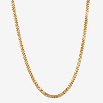 Made in Italy 24K Gold Over Silver 24 Inch Solid Cuban Chain Necklace