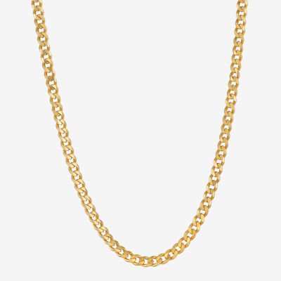 Made in Italy 24K Gold Over Silver 24 Inch Solid Curb Chain Necklace