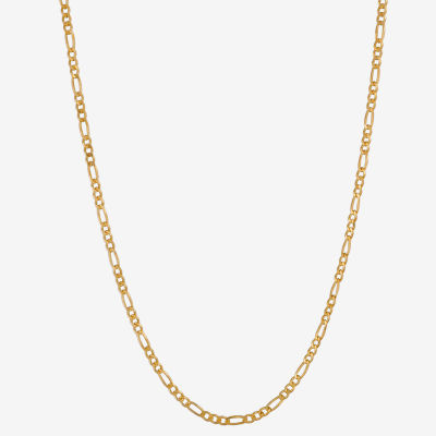 Made in Italy 24K Gold Over Silver 24 Inch Solid Figaro Chain Necklace