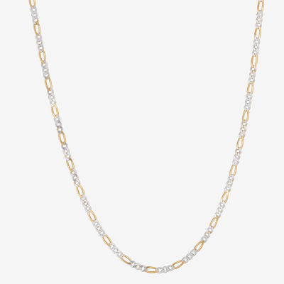 Made in Italy 24K Gold Over Silver Inch Solid Figaro Chain Necklace