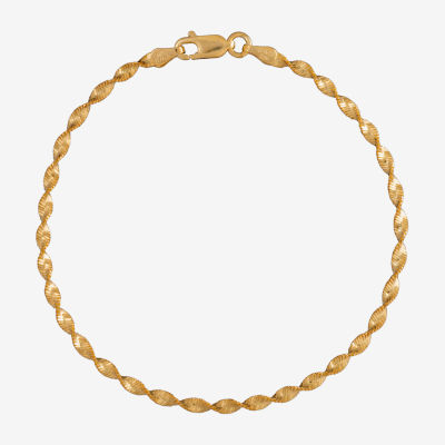 24K Gold Over Silver 7.5 Inch Solid Herringbone Chain Bracelet