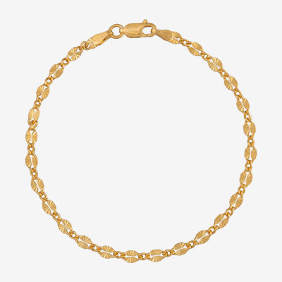 24K Gold Over Silver 7.5 Inch Solid Fashion Chain Bracelet