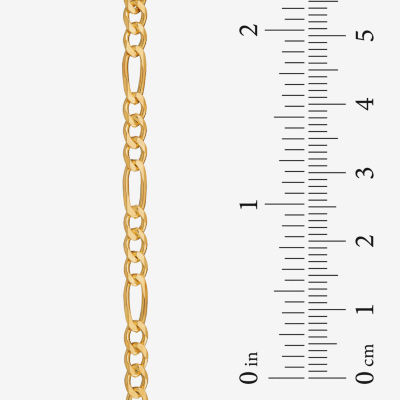 24K Gold Over Silver 9 Inch Solid Figaro Chain Bracelet