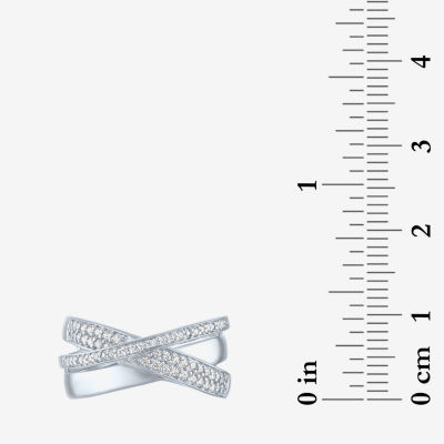 G-H/ I1-I2) 1/ CT. T.W. Lab Grown White Diamond Sterling Silver Crossover Band