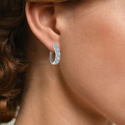 (G-H / I1-I2) 1/2 CT. T.W. Lab Grown White Diamond Sterling Silver 21.4mm Hoop Earrings