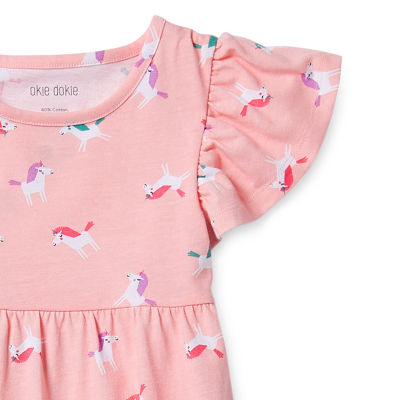 Okie Dokie Toddler & Little Girls Short Sleeve Flutter A-Line Dress
