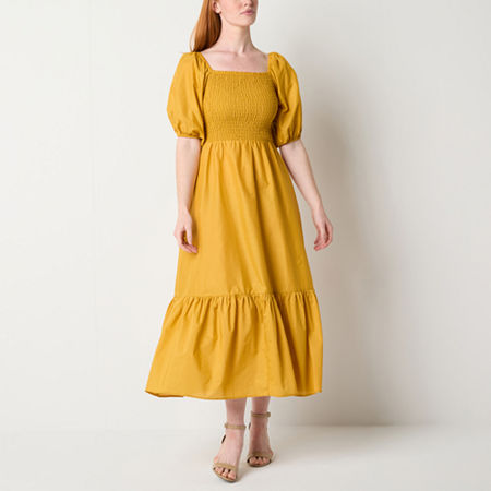 Ryegrass Womens Short Sleeve Maxi Dress, Medium, Yellow