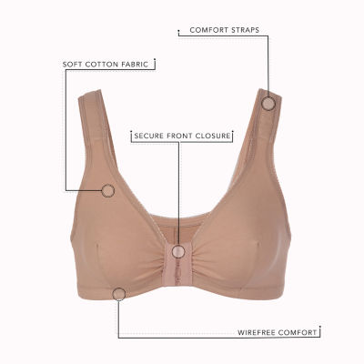 Leading Lady® Cotton Front-Close Comfort & Sleep Bra - 110