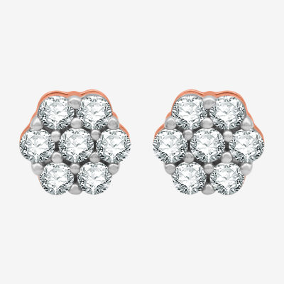 Diamond Blossom 1 CT. T.W. Natural White Diamond 10K Rose Gold 8.7mm Stud Earrings