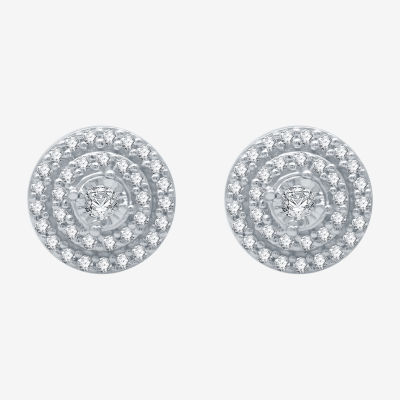 1/4 CT. T.W. Natural White Diamond 10K White Gold 7.5mm Stud Earrings