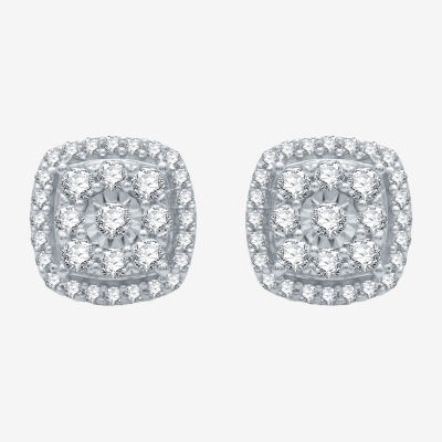 1/2 CT. T.W. Natural White Diamond 10K White Gold 8.5mm Stud Earrings