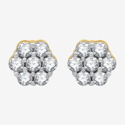 Diamond Blossom 1 CT. T.W. Mined White Diamond 10K Gold 8.7mm Stud Earrings