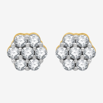 Diamond Blossom 1 CT. T.W. Natural White Diamond 10K Gold 8.7mm Stud Earrings