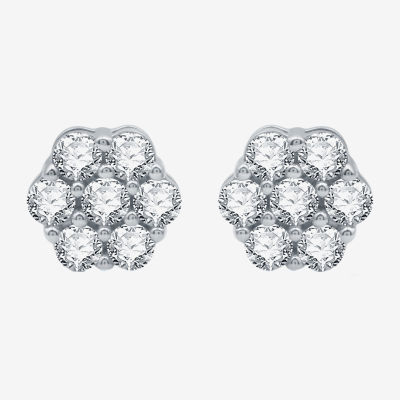 1 CT. T.W. Mined White Diamond 8.7mm Stud Earrings