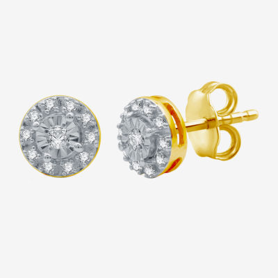 1/10 CT. T.W. Natural White Diamond 14K Gold Over Silver 6.7mm Round Stud Earrings