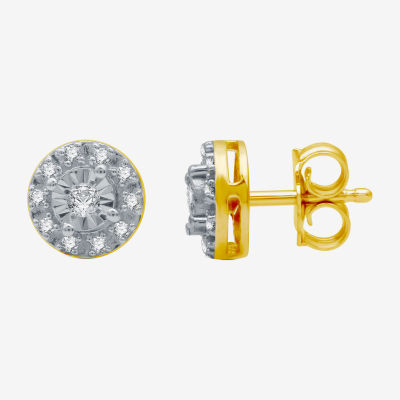 1/10 CT. T.W. Natural White Diamond 14K Gold Over Silver 6.7mm Round Stud Earrings