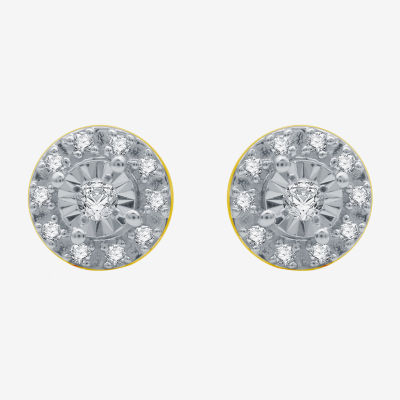 1/10 CT. T.W. Natural White Diamond 14K Gold Over Silver 6.7mm Round Stud Earrings