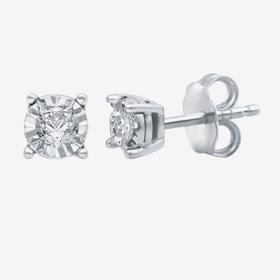 1/6 CT. T.W. Mined White Diamond Sterling Silver 5.6mm Round Stud Earrings